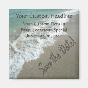 Sand Writing on the Beach, Save the Date Magnets