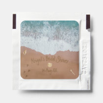 Sand Writing Waves and Beach Bridal Shower Hand Sanitizer Packet