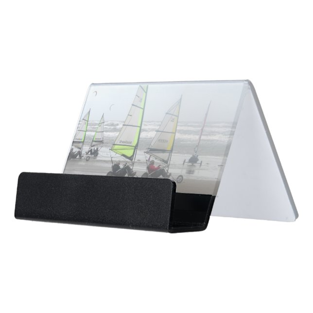 Sand Yachting Group Desk Business Card Holder (Angled Front)