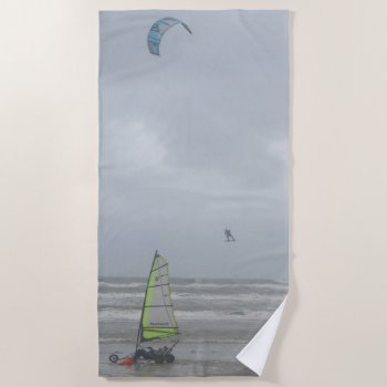 Sand Yachting & Kite Surfing Beach Towel by Edelhertdesigntravel at Zazzle