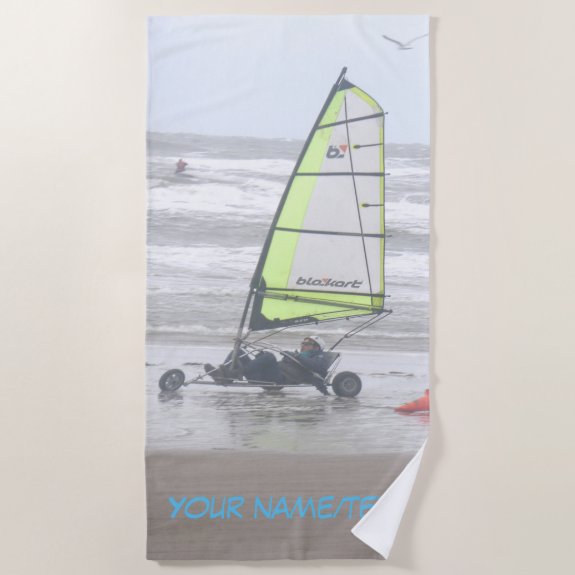 Sand Yachting with Seagul Cust. Beach Towel