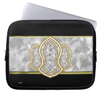 Sandal Of The Prophet (white) Marble & Gold Laptop Sleeve by HennaHarmony at Zazzle