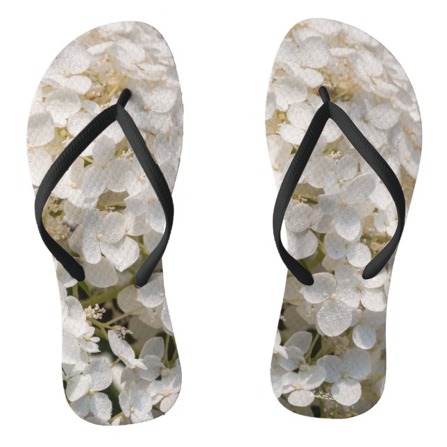 sandal, white flowers flip flops (Footbed)