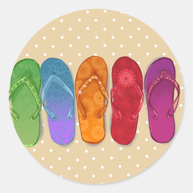 Sandals flip-flops beach party - sand dots classic round sticker (Front)