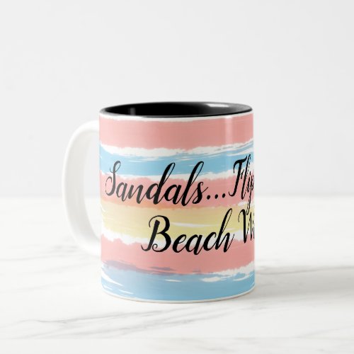 Sandals Flip Flops Beach Waves Watercolor Stripes Two_Tone Coffee Mug