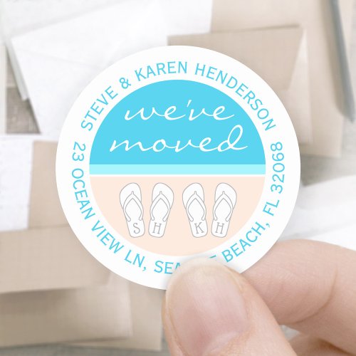Sandals on Beach Weve Moved Return Address Labels