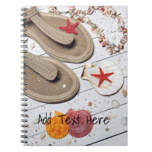 Sandals, Seashells and Starfish at the Beach Notebook