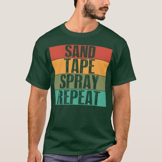 Sandape Spray Repeat Auto Body Painter Car retro f T-Shirt (Front)