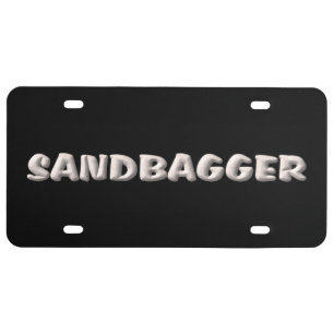 Sandbagger black plastic car license plate