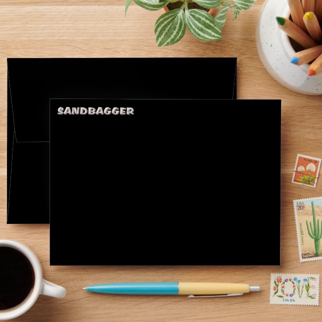 Sandbagger black standard envelopes front top (Desk)