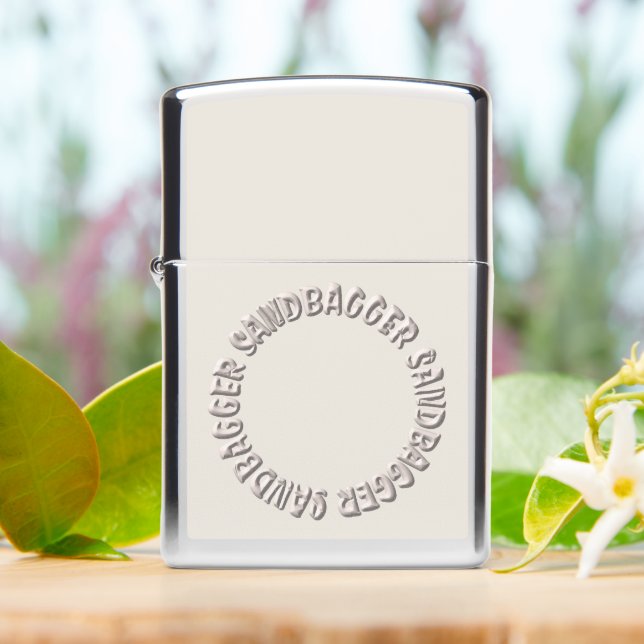 Sandbagger circle white sands chrome Zippo lighter (On Table)