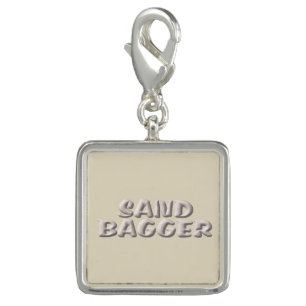 Sandbagger cream silver square charm