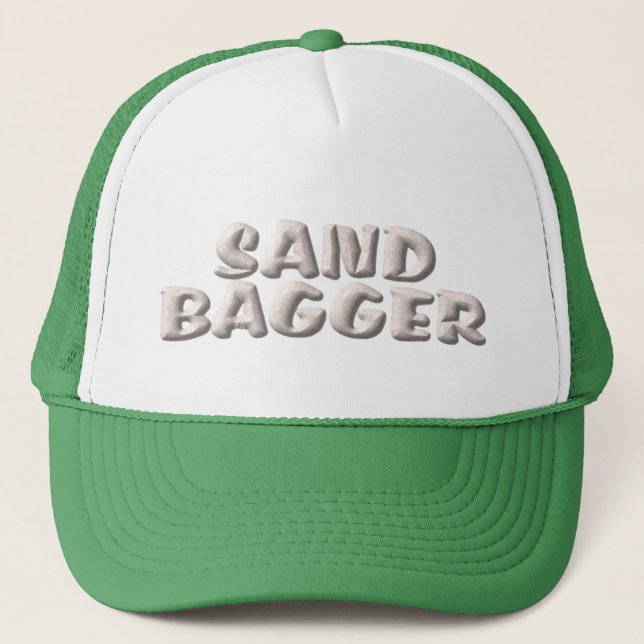 Sandbagger green and white foam trucker hat (Front)