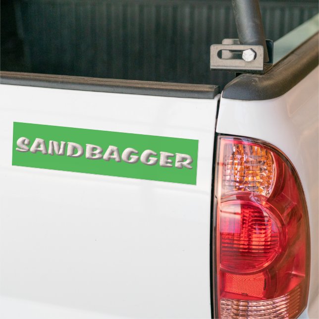 Sandbagger green bumper sticker (On Truck)
