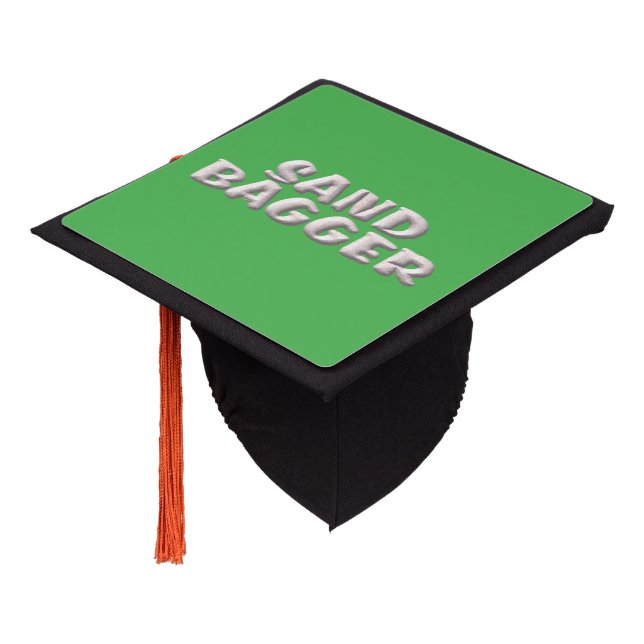 Sandbagger green graduation cap (Angled)