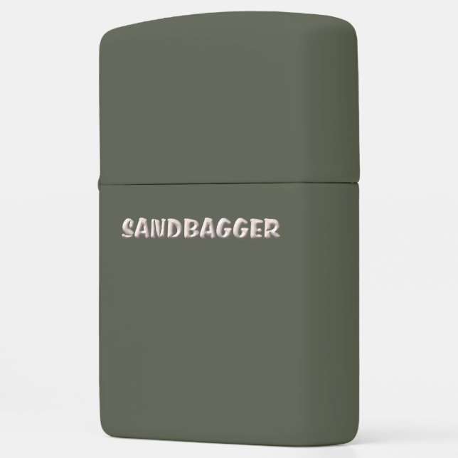 Sandbagger green matte Zippo lighter (Left)