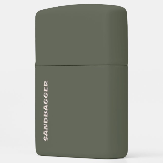 Sandbagger green matte Zippo lighter (Left)