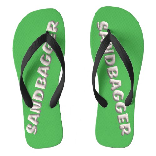 Sandbagger green wide flip flops