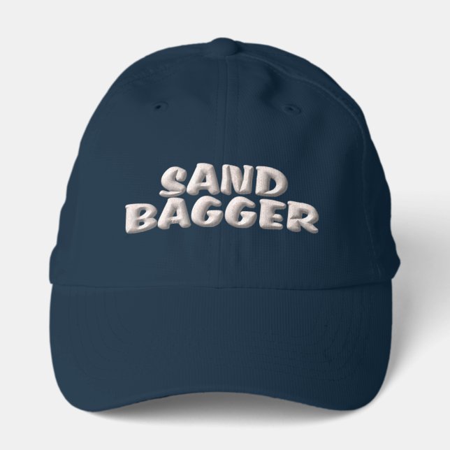 Sandbagger navy performance golf cap (Front)
