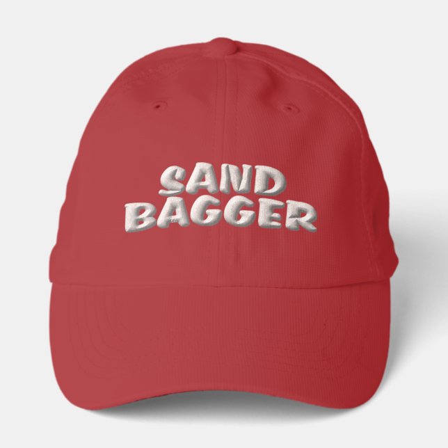 Sandbagger red performance golf cap (Front)