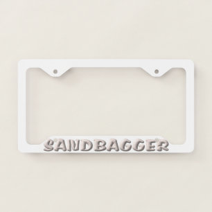 Sandbagger white license plate frame B