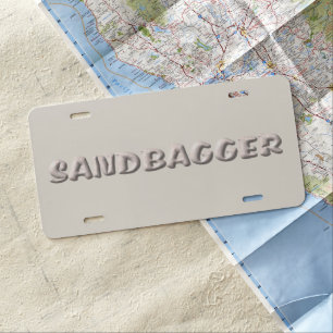 Sandbagger white sands aluminum car license plate