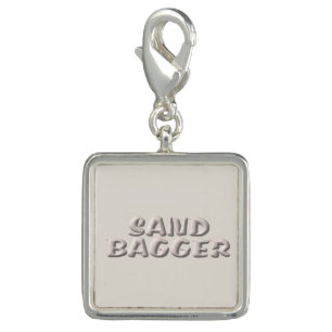 Sandbagger white sands silver square charm