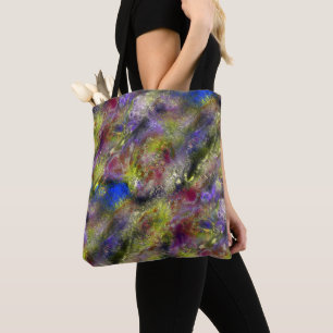 Sandblasted splattered yellow red paint on cotton  tote bag