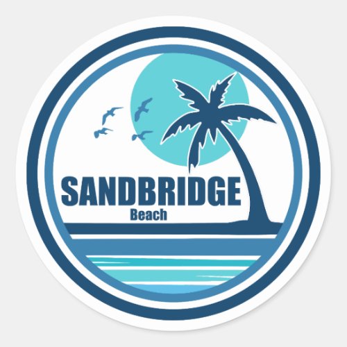 Sandbridge Beach Virginia Palm Tree Birds Classic Round Sticker
