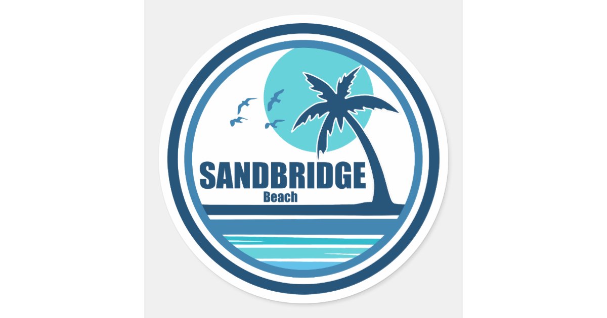 Sandbridge Beach Virginia Palm Tree Birds Classic Round Sticker | Zazzle