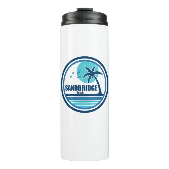 Sandbridge Beach Virginia Palm Tree Birds Thermal Tumbler (Front)