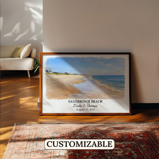 Sandbridge Beach Virginia Poster, Watercolor, Cust Poster