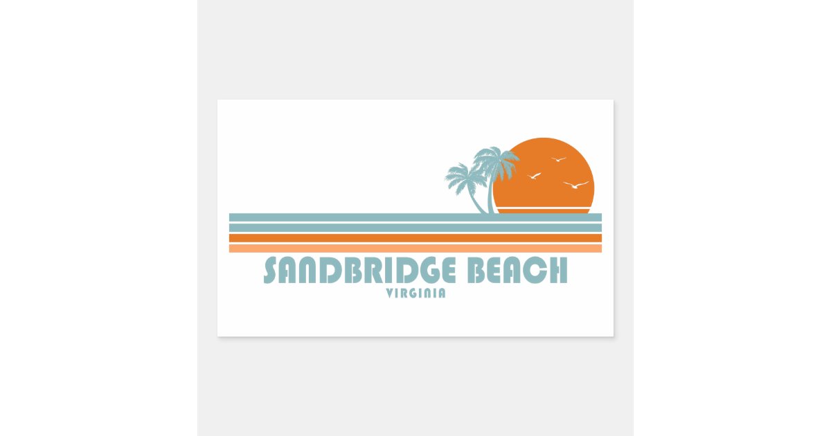 Sandbridge Beach Virginia Sun Palm Trees Rectangular Sticker | Zazzle