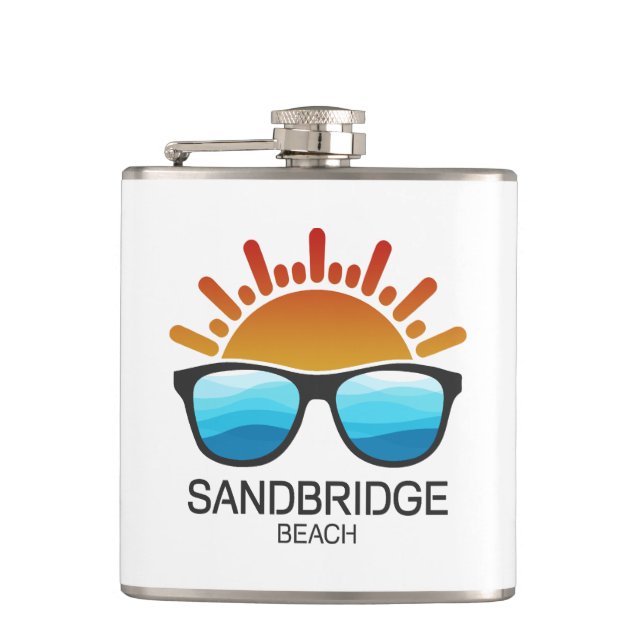 Sandbridge Beach Virginia Sunglasses Flask (Front)