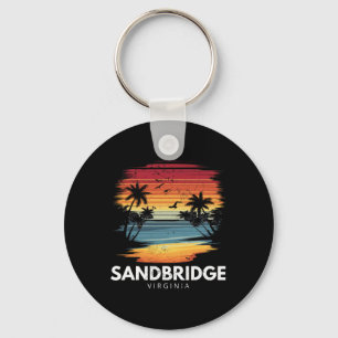Sandbridge Beach Virginia Surfboard Surfing Vintag Keychain