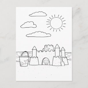 Sandcastle Adult Coloring Postcard
