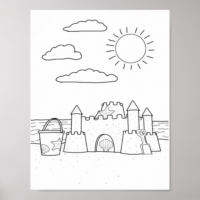 Sandcastle Adult Coloring Poster (Front)
