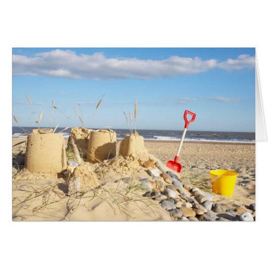 Sandcastle At Beach Cards (Front Horizontal)