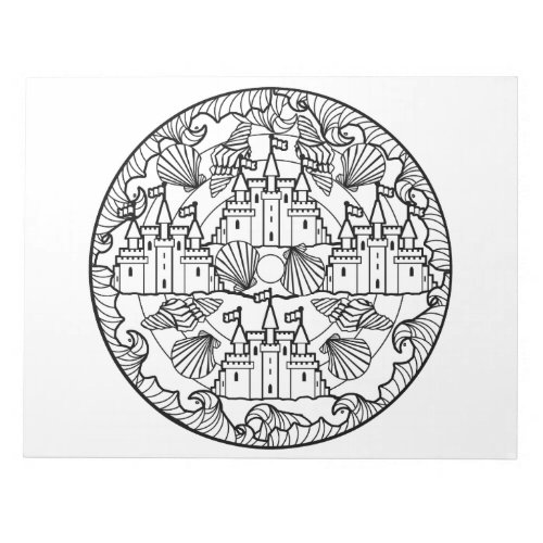 Sandcastle Beach Sea Mandala Coloring Book Pad