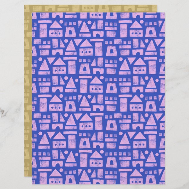 Sandcastle Blue Scrapbook Paper (Front/Back)