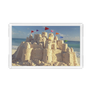 Sandcastle On Beach Acrylic Tray