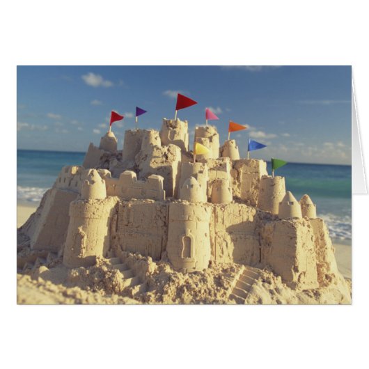 Sandcastle On Beach Cards (Front Horizontal)