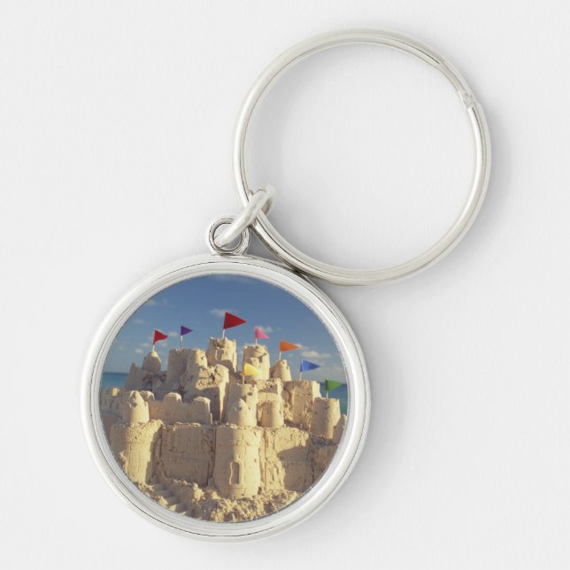 Sandcastle On Beach Keychain (Front)