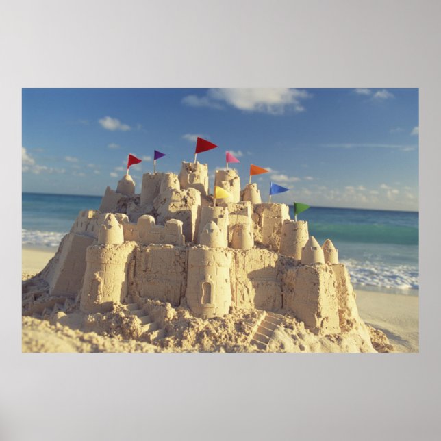 Sandcastle On Beach Poster (Front)