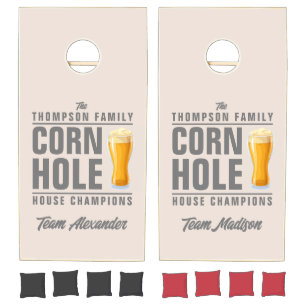 Sandcastle Pink Brew Battle Champions Team Names Cornhole Set