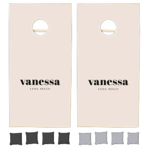 Sandcastle Pink Minimal Modern Classic Name Cornhole Set