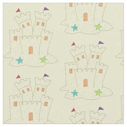 Sandcastle Sand Castle Beach Summer Sea Shore Fabric