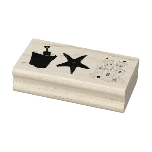 Sandcastle Sand Castle Starfish Pail Beach Ocean Rubber Stamp