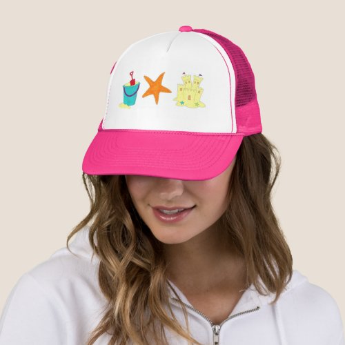 Sandcastle Sand Castle Starfish Pail Beach Ocean Trucker Hat