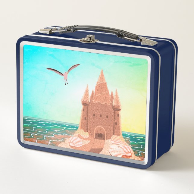 sandcastle seagull  metal lunch box (Front)